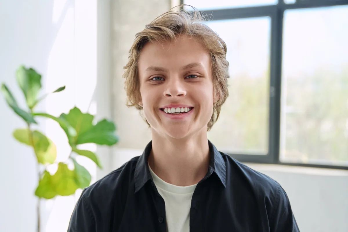 Smiling teen during a dental visit